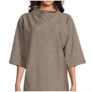 Bryn Walker Adria Oversized Top XS Jacquard Houndstooth  Made In USA